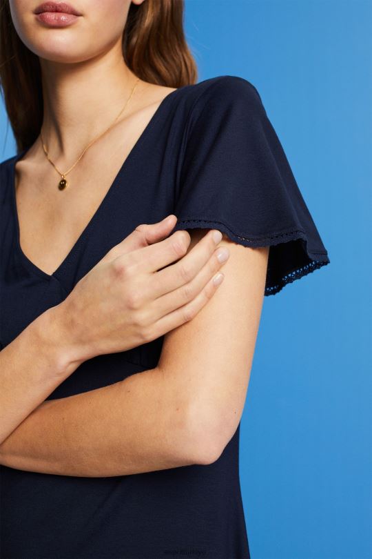 elbiseler Esprit çan kollu jarse elbise Donanma kadınlar FPP2664