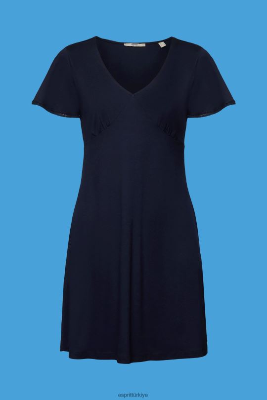 elbiseler Esprit çan kollu jarse elbise Donanma kadınlar FPP2664