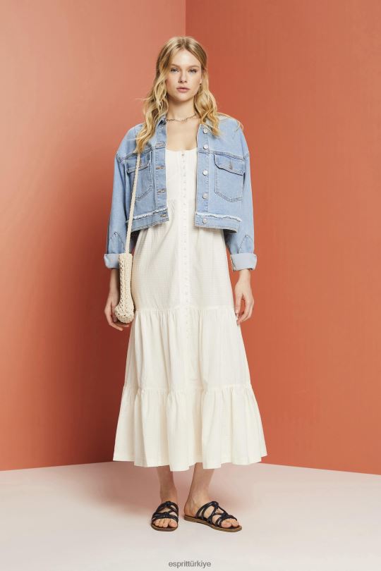 elbiseler Esprit askılı maxi elbise beyaz kadınlar FPP26232