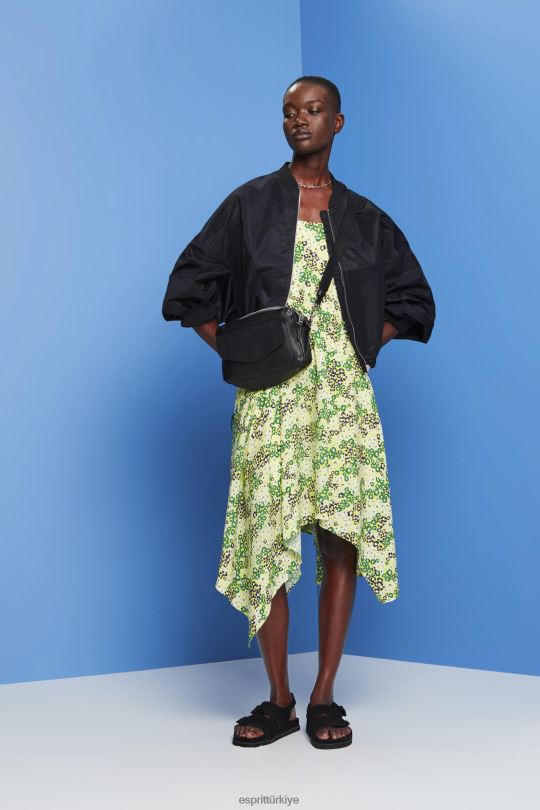 elbiseler Esprit baskılı midi elbise sarı kadınlar FPP26237