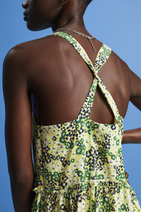 elbiseler Esprit baskılı midi elbise sarı kadınlar FPP26237