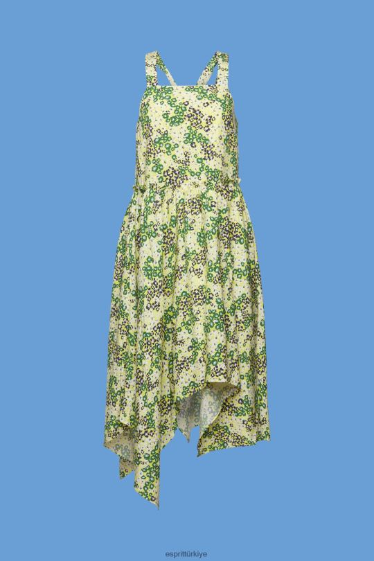 elbiseler Esprit baskılı midi elbise sarı kadınlar FPP26237