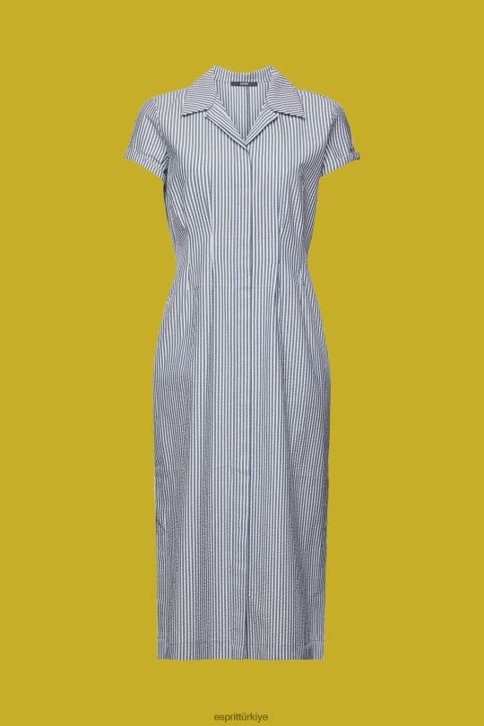 elbiseler Esprit gofre gömlek elbise, %100 pamuk Donanma kadınlar FPP26179