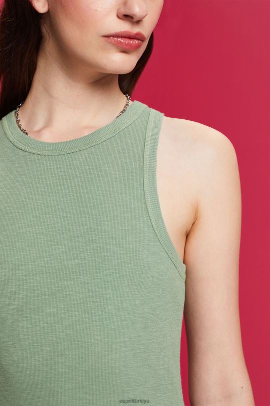 elbiseler Esprit kumaş karışımı mini elbise soluk haki kadınlar FPP2670