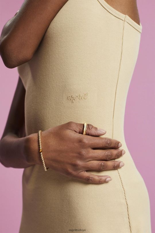 elbiseler Esprit nervürlü jarse elbise kum kadınlar FPP26286