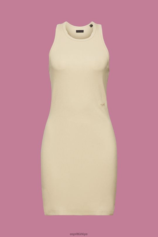 elbiseler Esprit nervürlü jarse elbise kum kadınlar FPP26286
