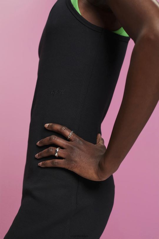 elbiseler Esprit nervürlü jarse elbise siyah kadınlar FPP26285