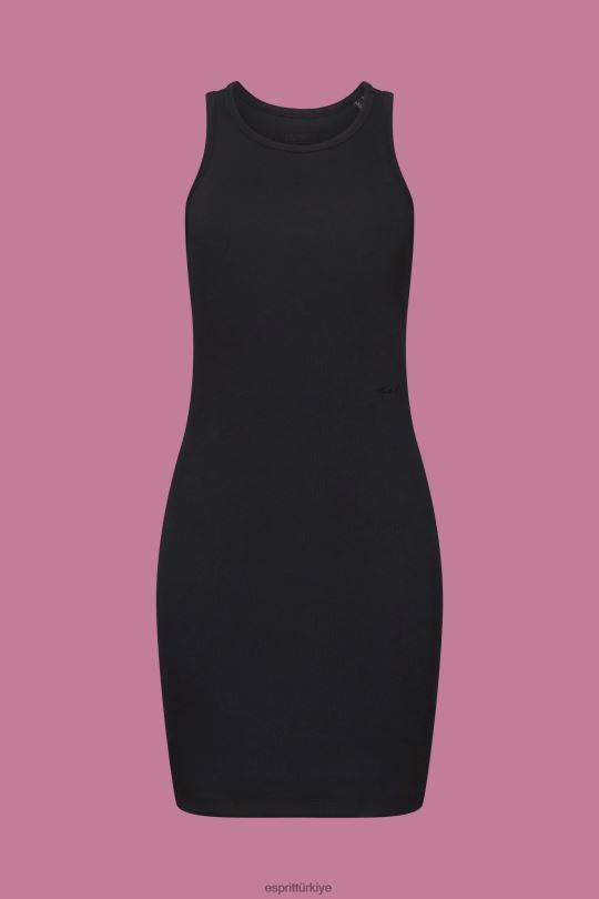 elbiseler Esprit nervürlü jarse elbise siyah kadınlar FPP26285