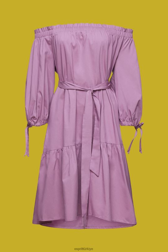 elbiseler Esprit omuzları açık poplin mini elbise menekşe kadınlar FPP26180