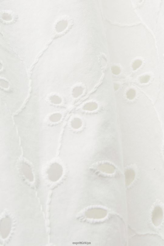 elbiseler Esprit pamuk dantel elbise Beyaz kapalı kadınlar FPP26191