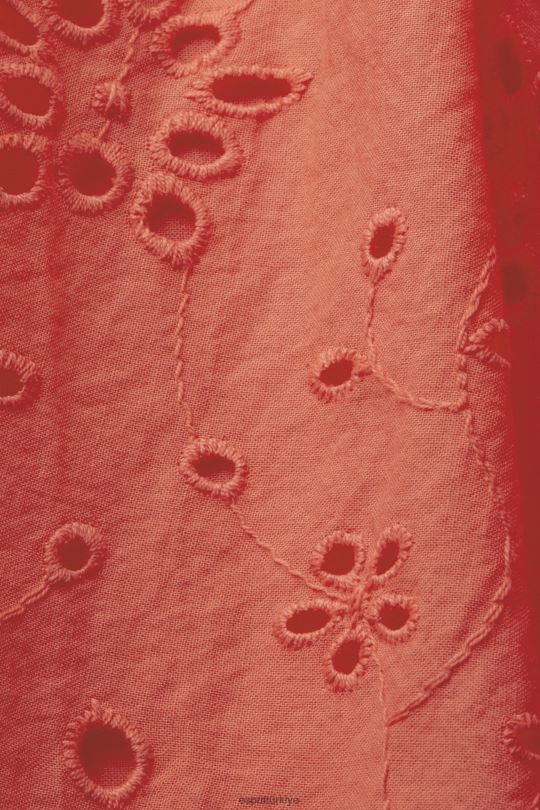 elbiseler Esprit pamuk dantel elbise mercan portakalı kadınlar FPP26192