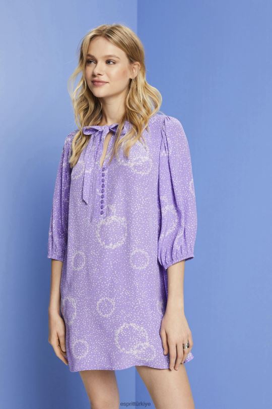 elbiseler Esprit papyonlu desenli mini elbise beyaz kadınlar FPP26230