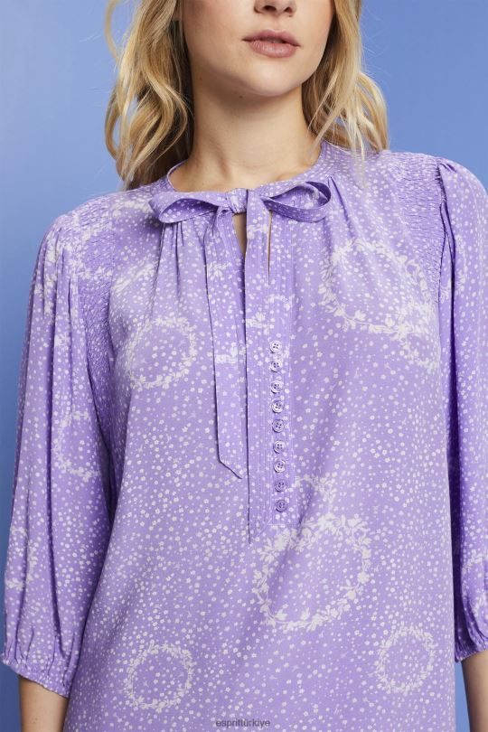 elbiseler Esprit papyonlu desenli mini elbise beyaz kadınlar FPP26230