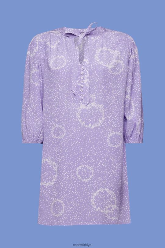 elbiseler Esprit papyonlu desenli mini elbise beyaz kadınlar FPP26230