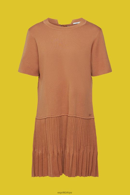 elbiseler Esprit pileli peplum elbise kahverengi kadınlar FPP26488