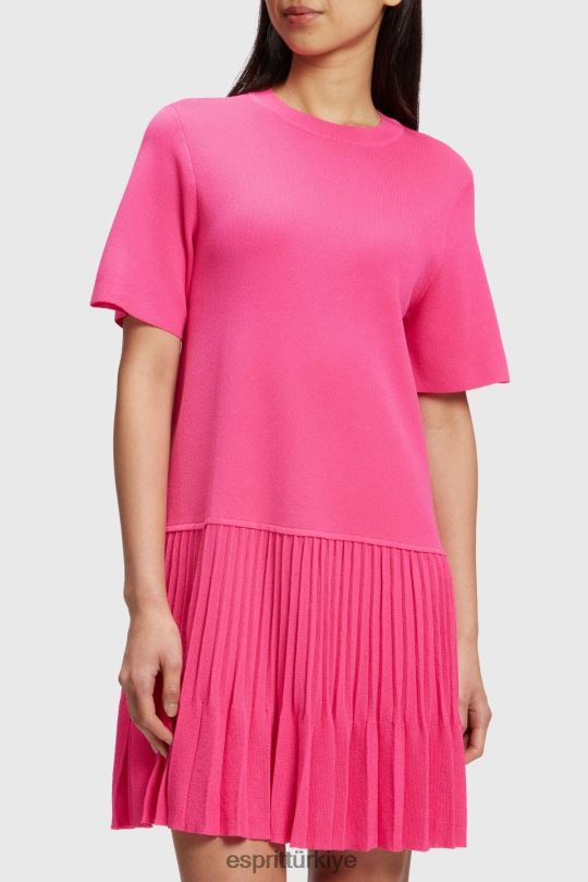 elbiseler Esprit pileli peplum elbise pembe fuşya kadınlar FPP26380