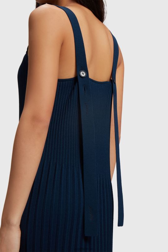 elbiseler Esprit pilili askılı elbise Donanma kadınlar FPP26388