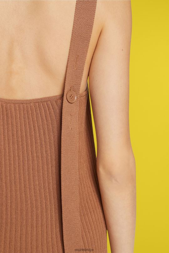 elbiseler Esprit pilili askılı elbise kahverengi kadınlar FPP26491