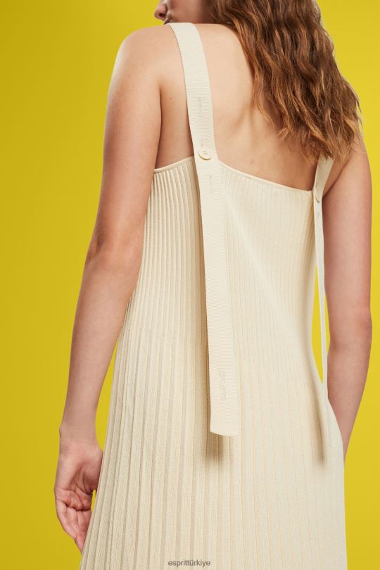 elbiseler Esprit pilili askılı elbise kum kadınlar FPP26492