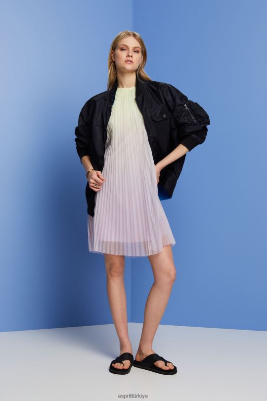elbiseler Esprit plisse mini elbise menekşe kadınlar FPP26134