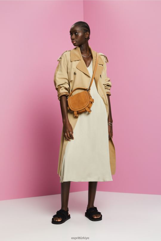 elbiseler Esprit saten midi elbise tozlu yeşil kadınlar FPP2655