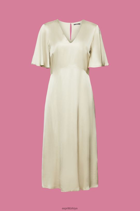 elbiseler Esprit saten midi elbise tozlu yeşil kadınlar FPP2655