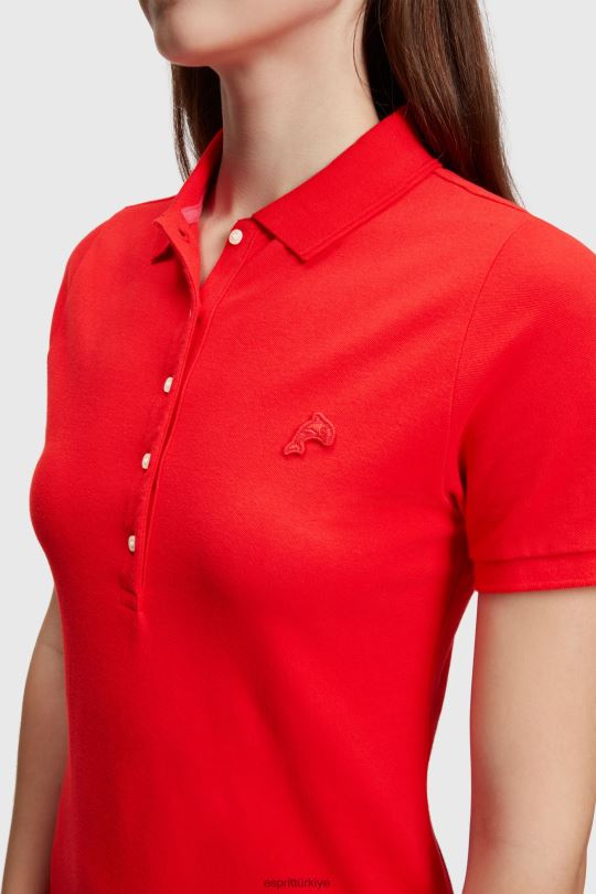 elbiseler Esprit yunus tenis kulübü klasik polo elbise kırmızı kadınlar FPP26507