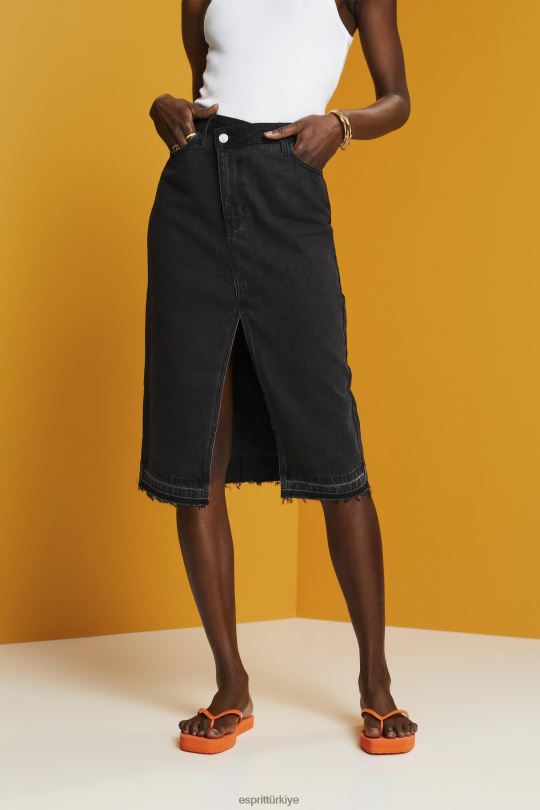 etekler Esprit asimetrik belli midi etek siyah orta yıkama kadınlar FPP26208
