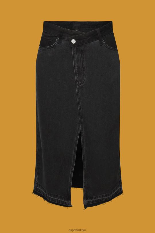 etekler Esprit asimetrik belli midi etek siyah orta yıkama kadınlar FPP26208