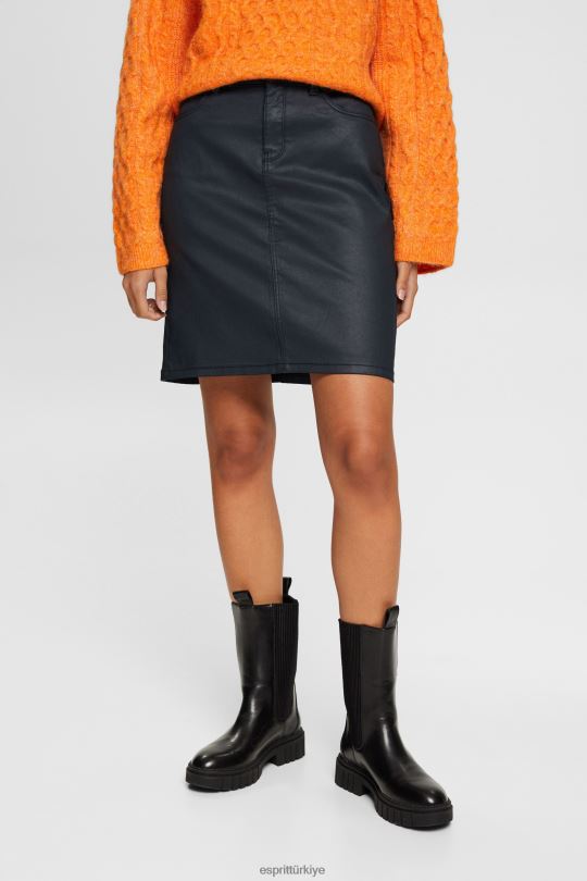 etekler Esprit deri görünümlü midi etek siyah kadınlar FPP26443