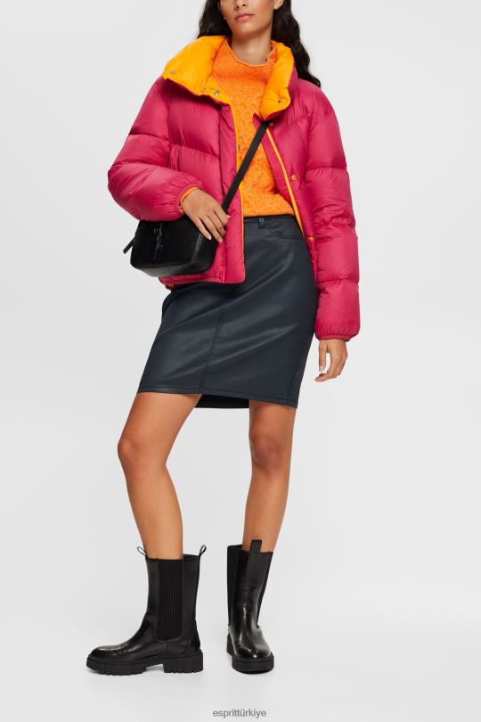 etekler Esprit deri görünümlü midi etek siyah kadınlar FPP26443