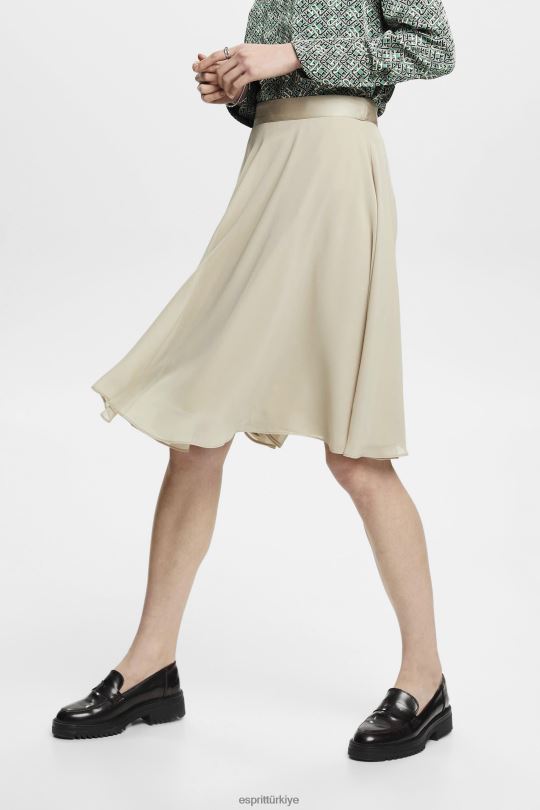 etekler Esprit diz boyu şifon etek tozlu yeşil kadınlar FPP26279