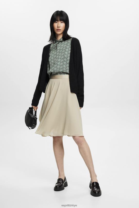 etekler Esprit diz boyu şifon etek tozlu yeşil kadınlar FPP26279