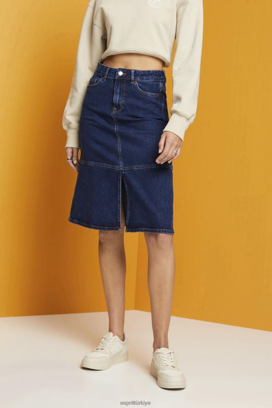 etekler Esprit diz boyu kot etek mavi orta yıkama kadınlar FPP26269