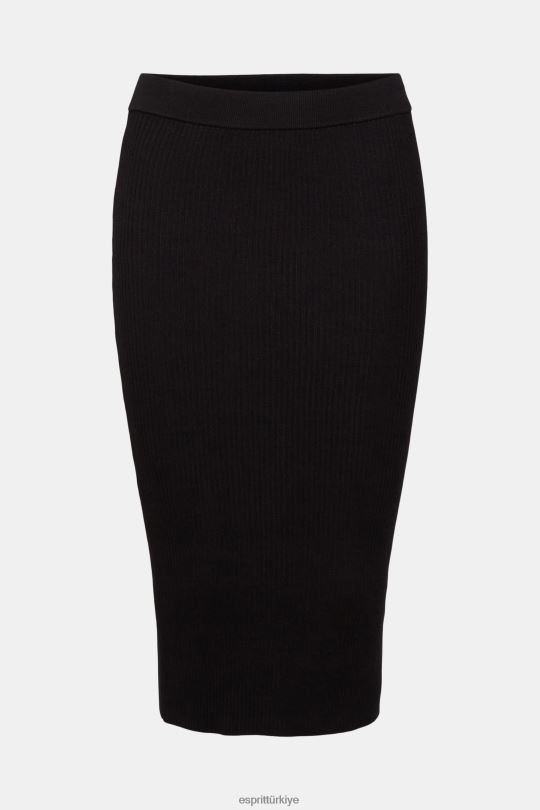etekler Esprit kaburga örgülü kalem etek siyah kadınlar FPP26428