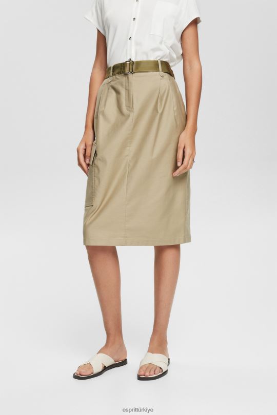 etekler Esprit kargo tarzı midi etek soluk haki kadınlar FPP26535