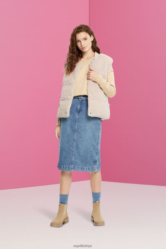 etekler Esprit kese kağıdı belli denim etek mavi ışık yıkama kadınlar FPP26430