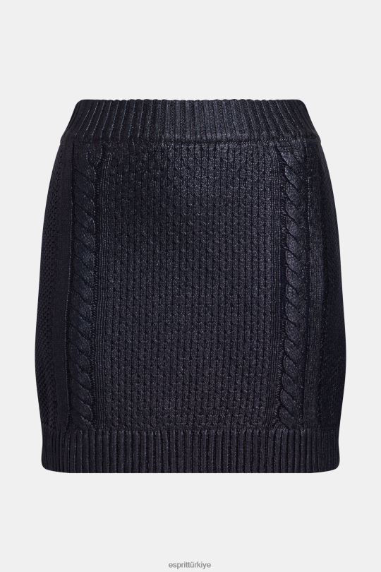etekler Esprit metalik kablo örgülü mini etek Donanma kadınlar FPP26359