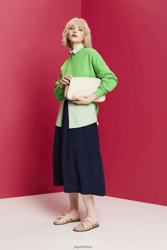 etekler Esprit midi etek Donanma kadınlar FPP26239