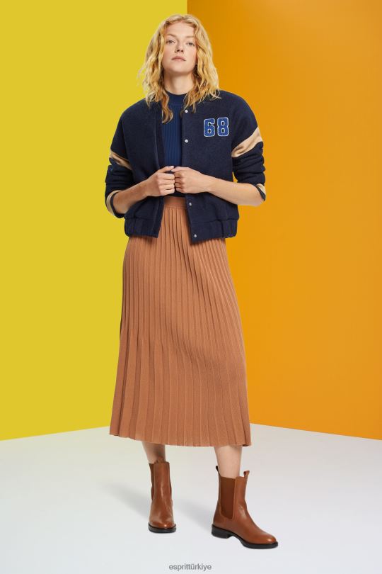 etekler Esprit pilili midi etek kahverengi kadınlar FPP26482