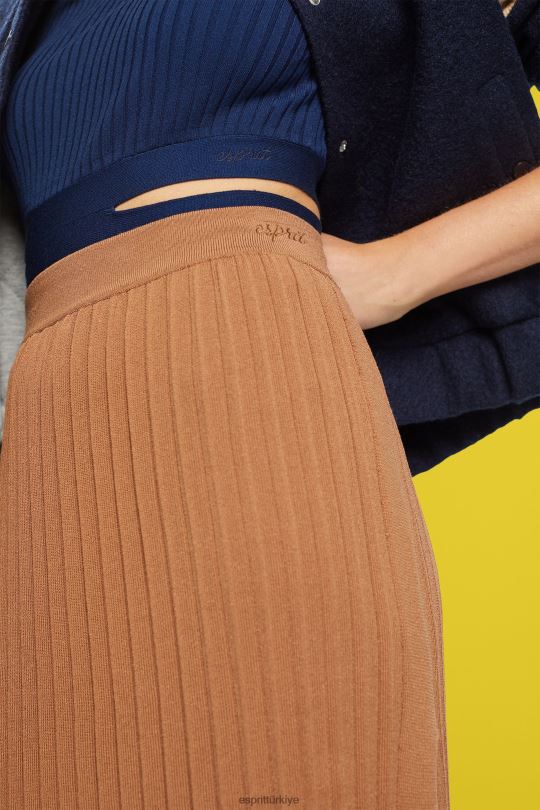 etekler Esprit pilili midi etek kahverengi kadınlar FPP26482