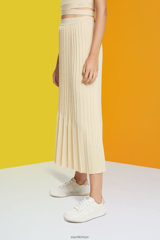 etekler Esprit pilili midi etek kum kadınlar FPP26483