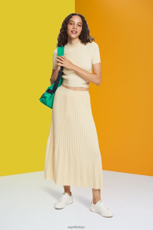 etekler Esprit pilili midi etek kum kadınlar FPP26483