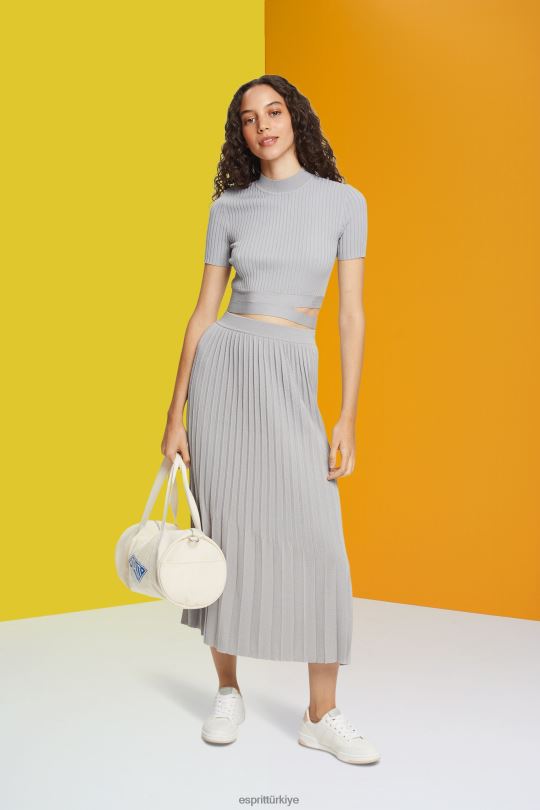 etekler Esprit pilili midi etek orta gri kadınlar FPP26481