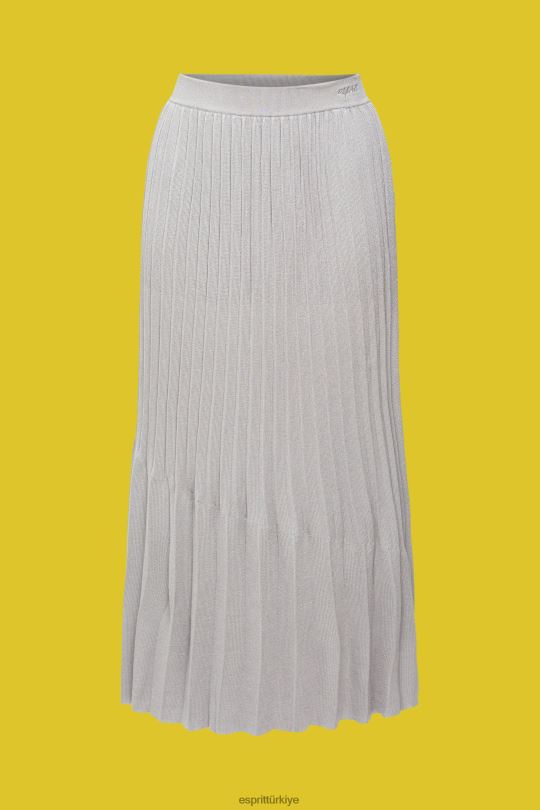 etekler Esprit pilili midi etek orta gri kadınlar FPP26481