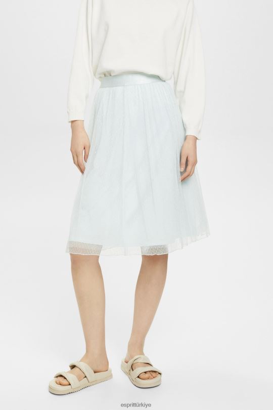 etekler Esprit sim efektli midi etek açık su yeşili kadınlar FPP26268