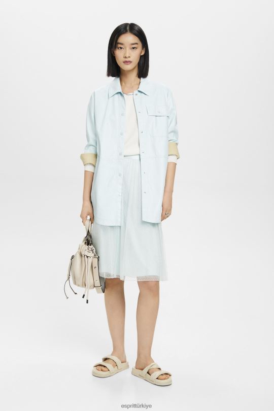 etekler Esprit sim efektli midi etek açık su yeşili kadınlar FPP26268