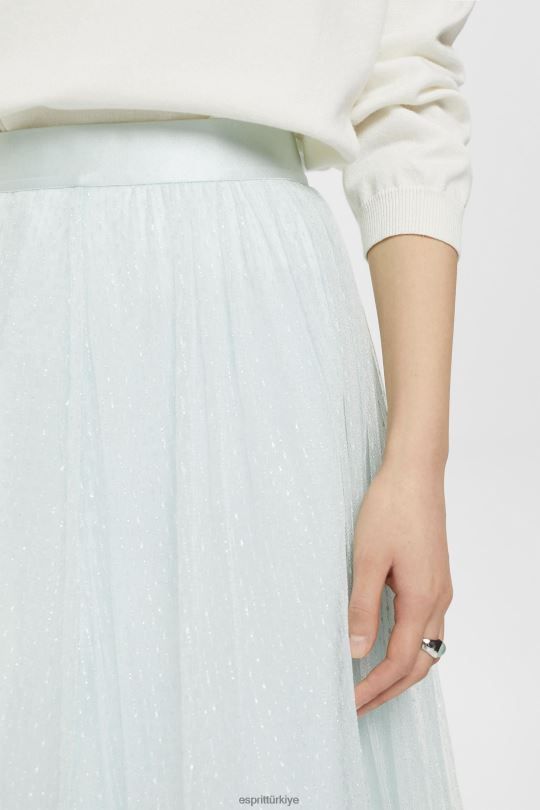 etekler Esprit sim efektli midi etek açık su yeşili kadınlar FPP26268