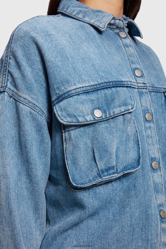 gömlek Esprit gündelik kot gömlek mavi ışık yıkama kadınlar FPP26485