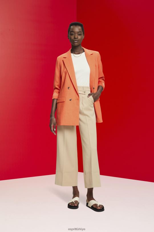 Kabanlar Esprit büyük beden kruvaze blazer turuncu kırmızı kadınlar FPP26313